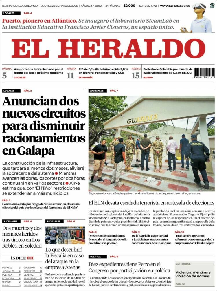 Portada de El Heraldo (Colombia)