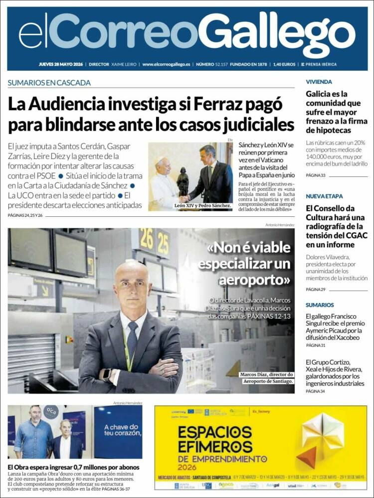 Portada de El Correo Gallego (España)