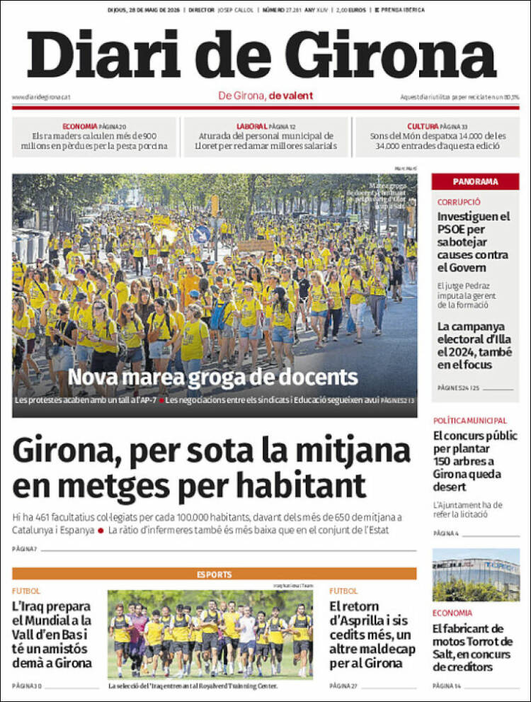 Portada de Diari de Girona (España)