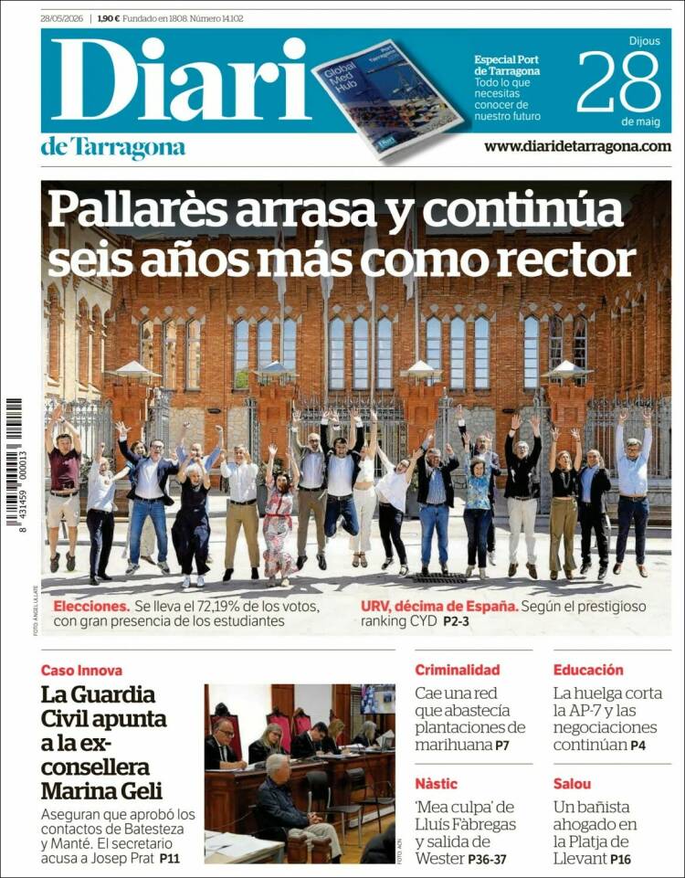 Portada de Diari de Tarragona (España)