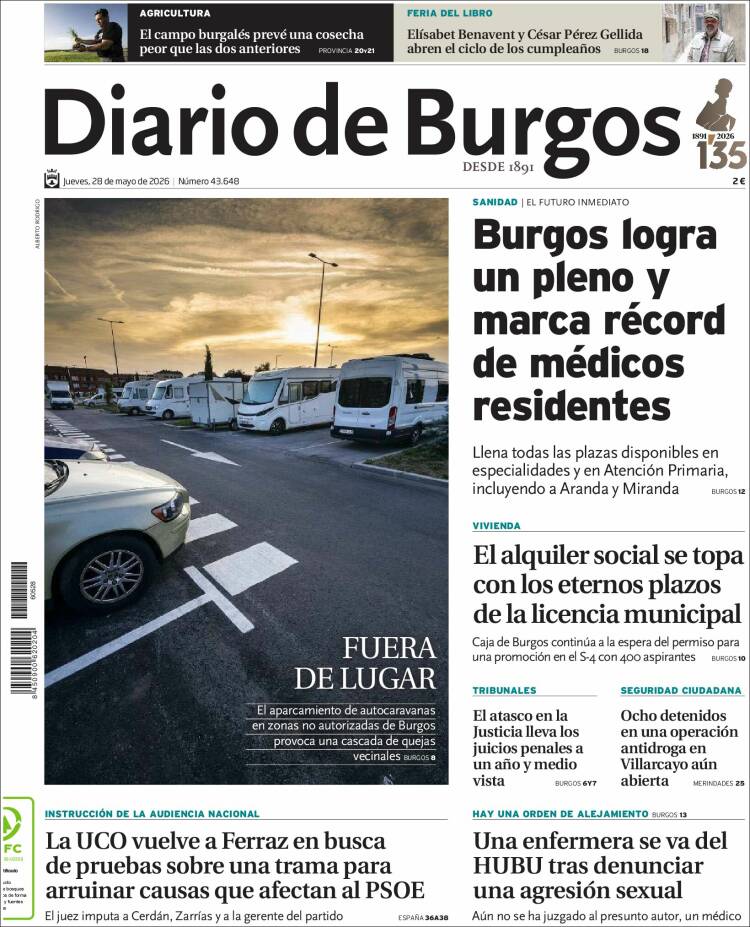 Portada de Diario de Burgos (España)