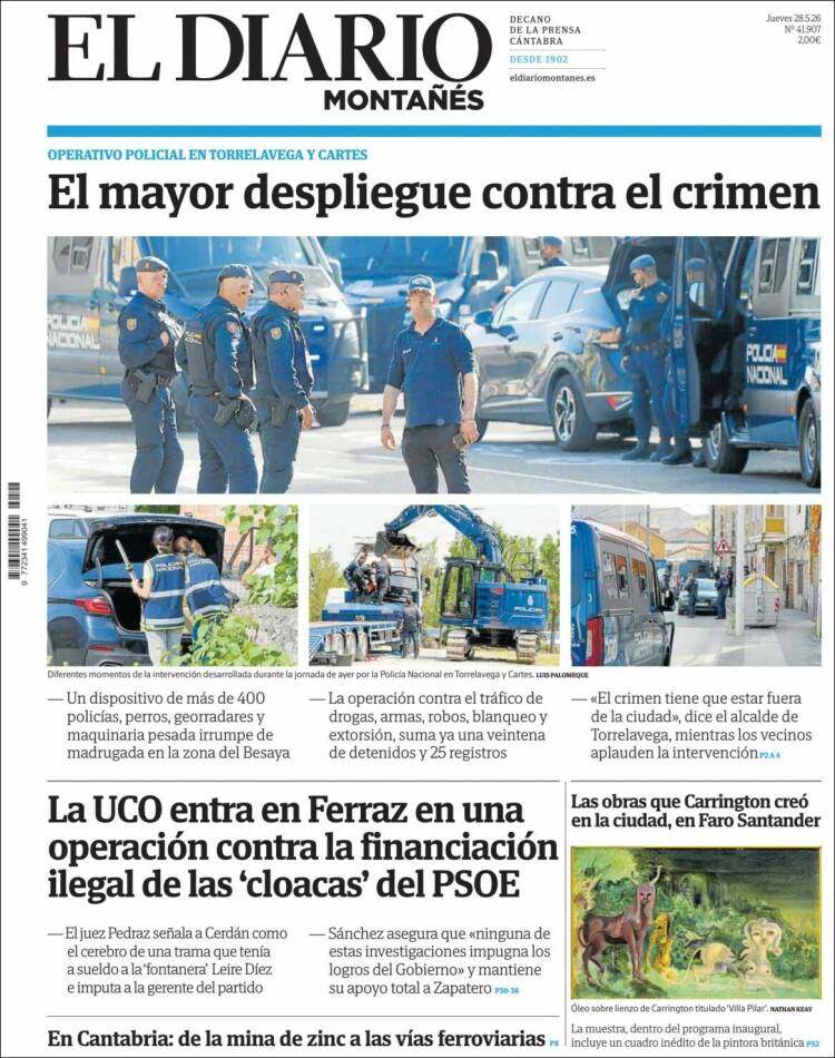 Portada de El Diario Montañés (España)