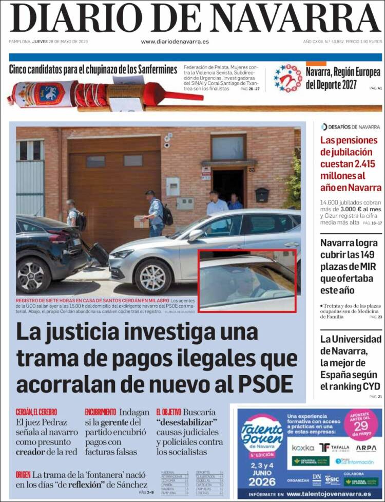 Portada de Diario de Navarra (España)