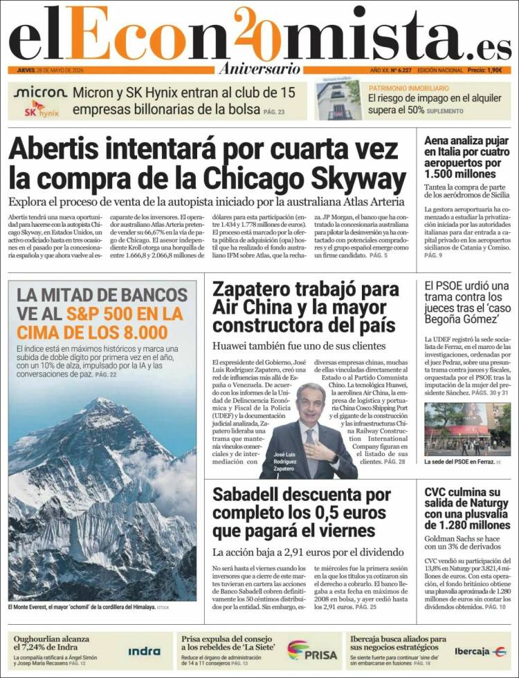 Portada de El Economista (España)