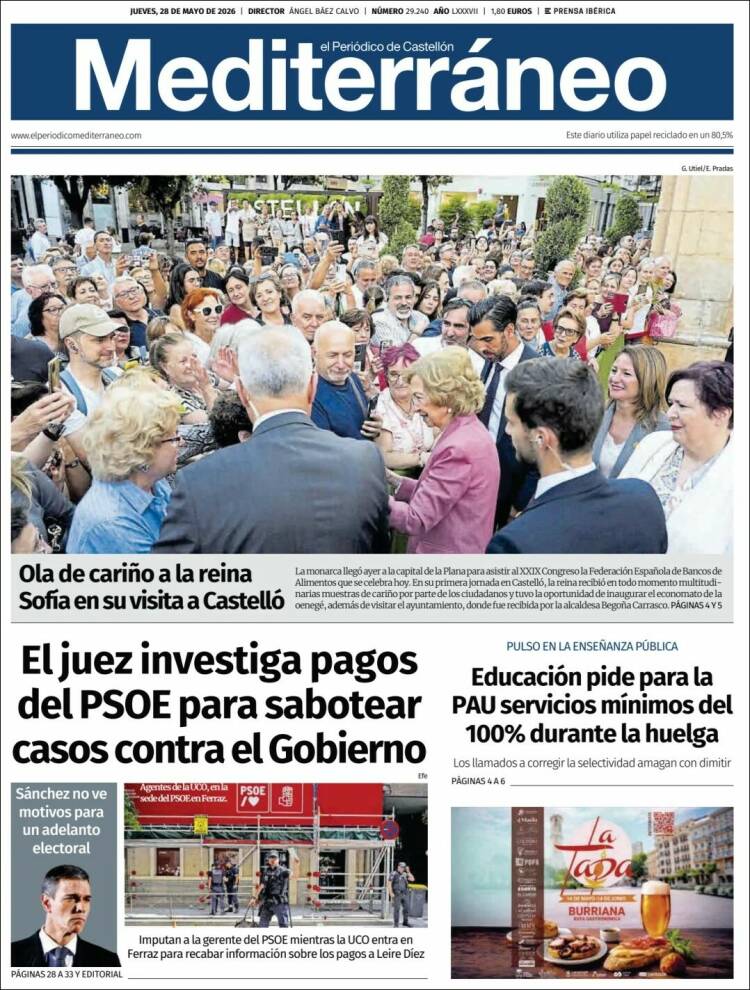 Portada de El Periódico Mediterraneo (España)