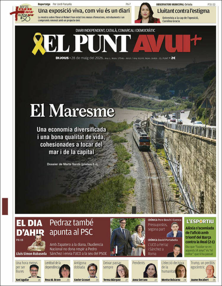 Portada de El Punt Avui (España)