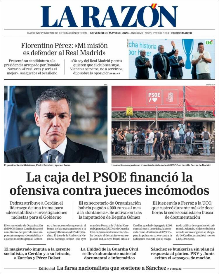 Portada de La Razón (España)