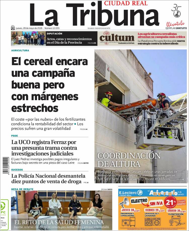 Portada de La Tribuna de Ciudad Real (España)