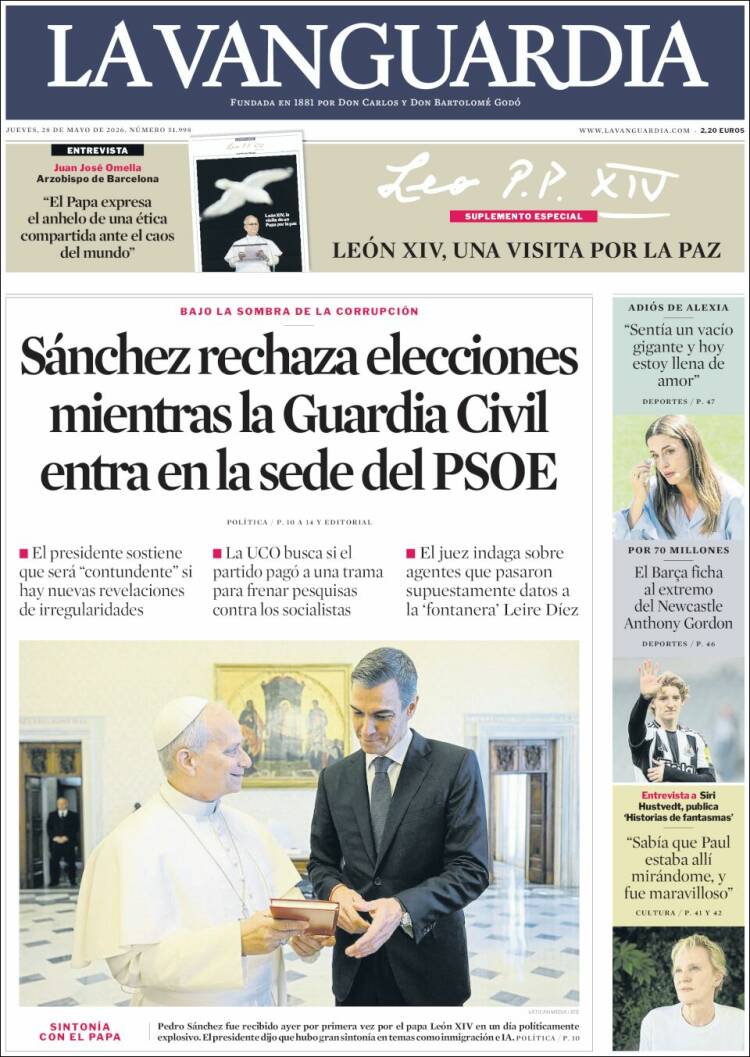 Portada de La Vanguardia (España)