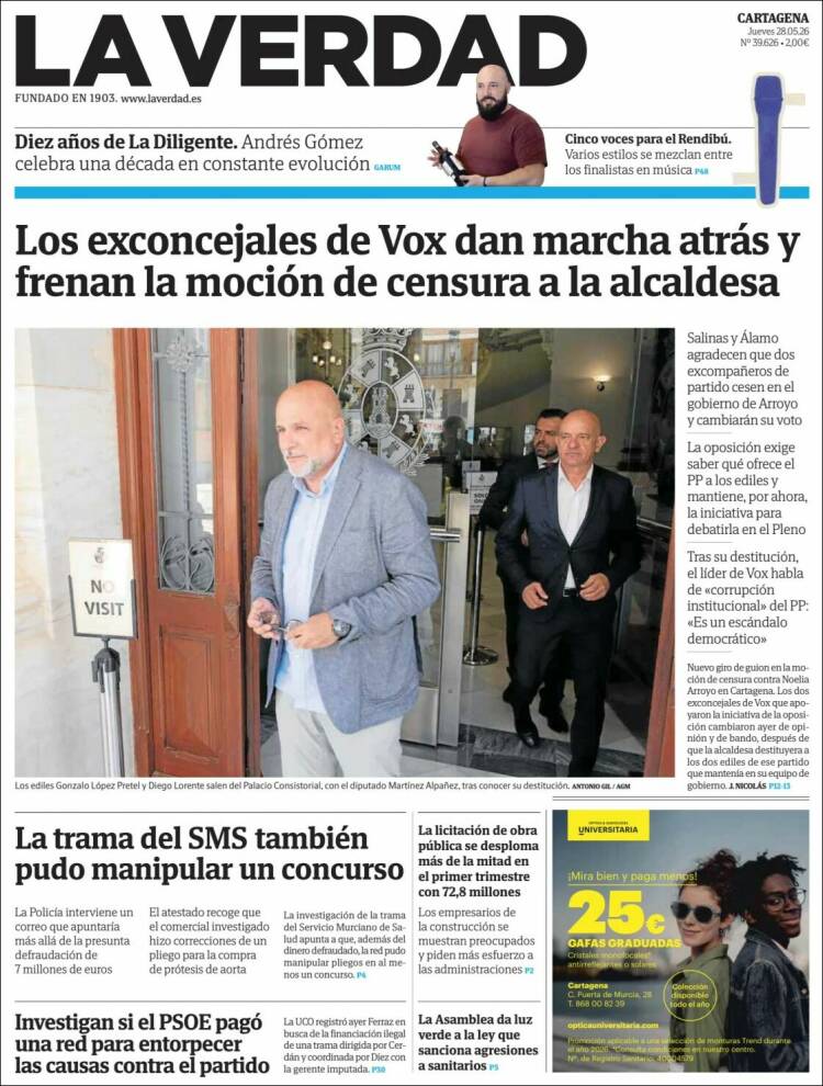 Portada de La Verdad de Cartagena (España)