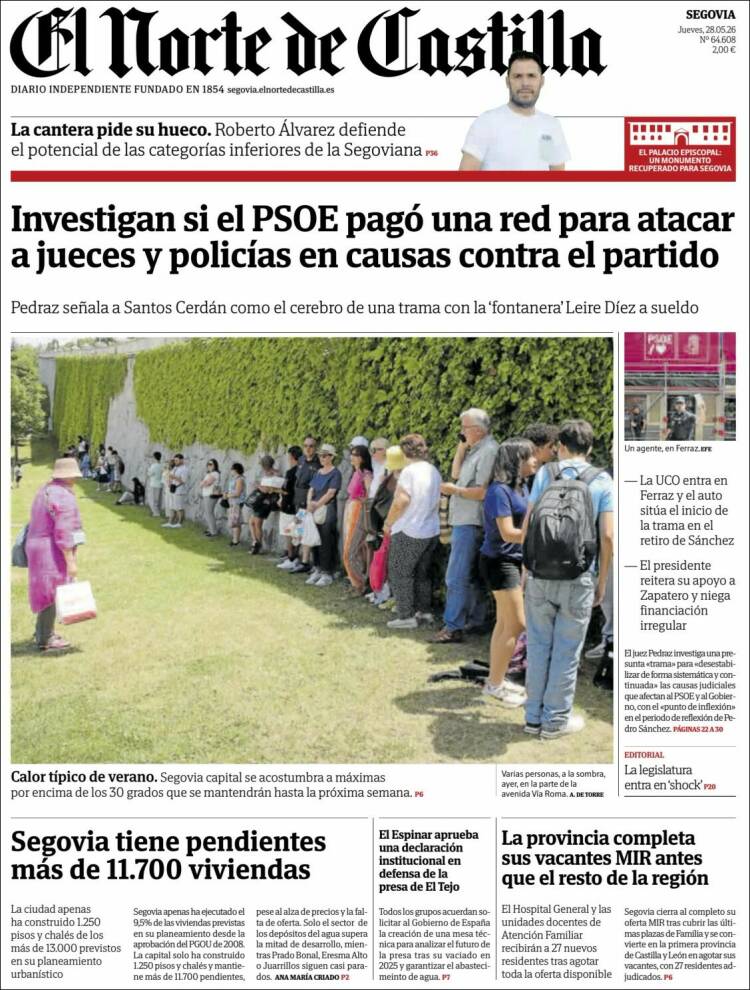 Portada de Norte de Castilla - Segovia (España)