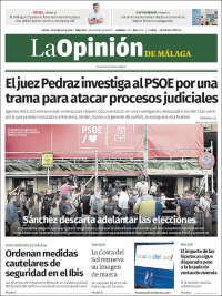 Portada de La Opinión de Málaga (España)
