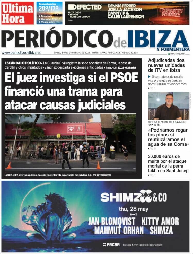 Portada de Periódico de Ibiza (España)
