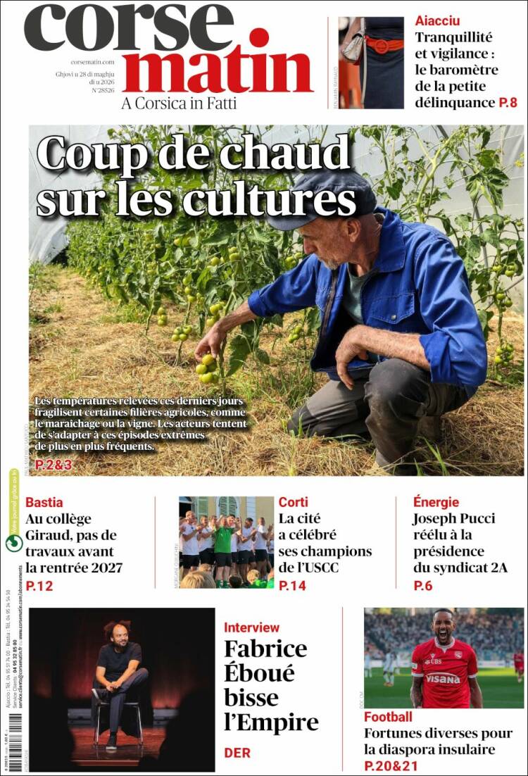 Portada de Corse-Matin (Francia)