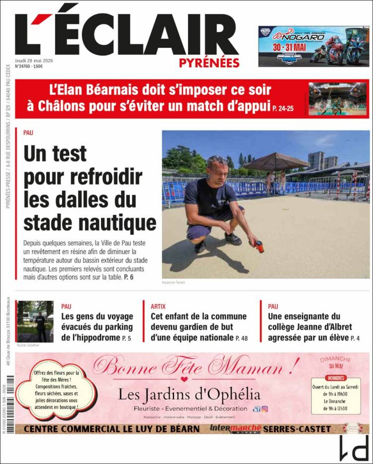 Portada de L'Eclair des Pyrénées (Francia)