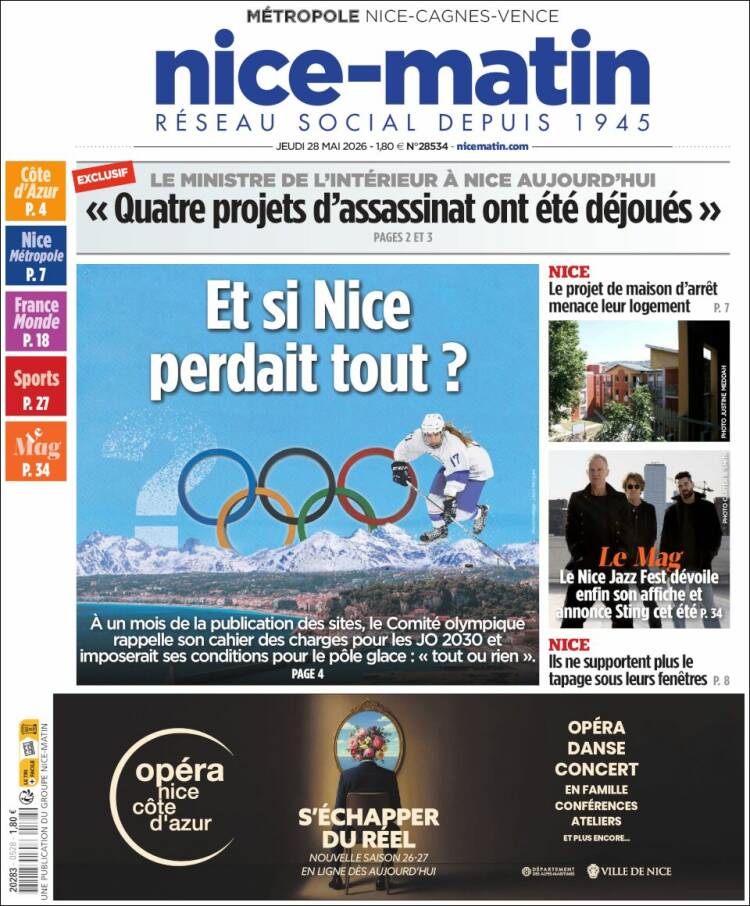 Portada de Nice-Matin (Francia)