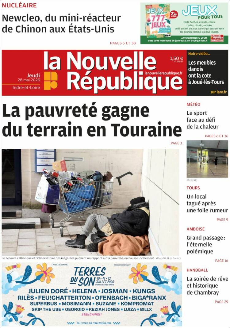 Portada de La Nouvelle Republique (Francia)