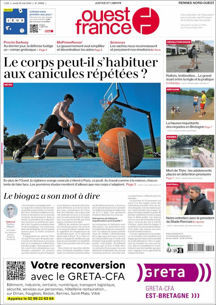 Portada de Ouest France (Francia)