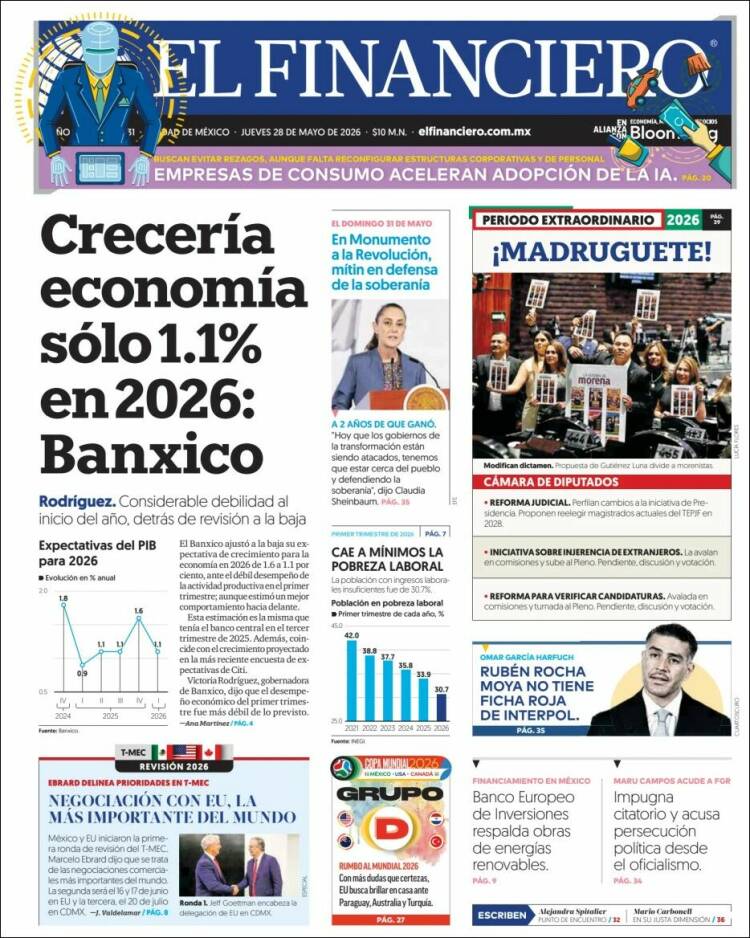 Portada de El Financiero (México)