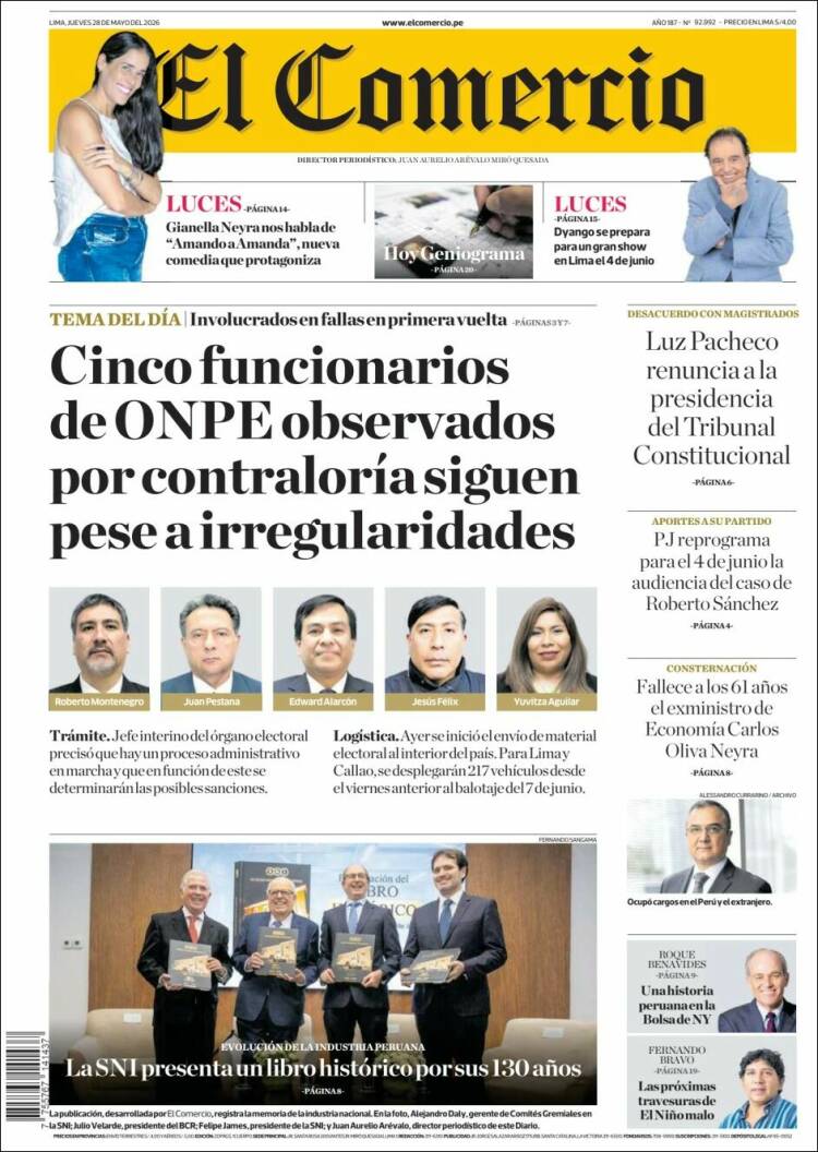 Portada de El Comercio (Perú)