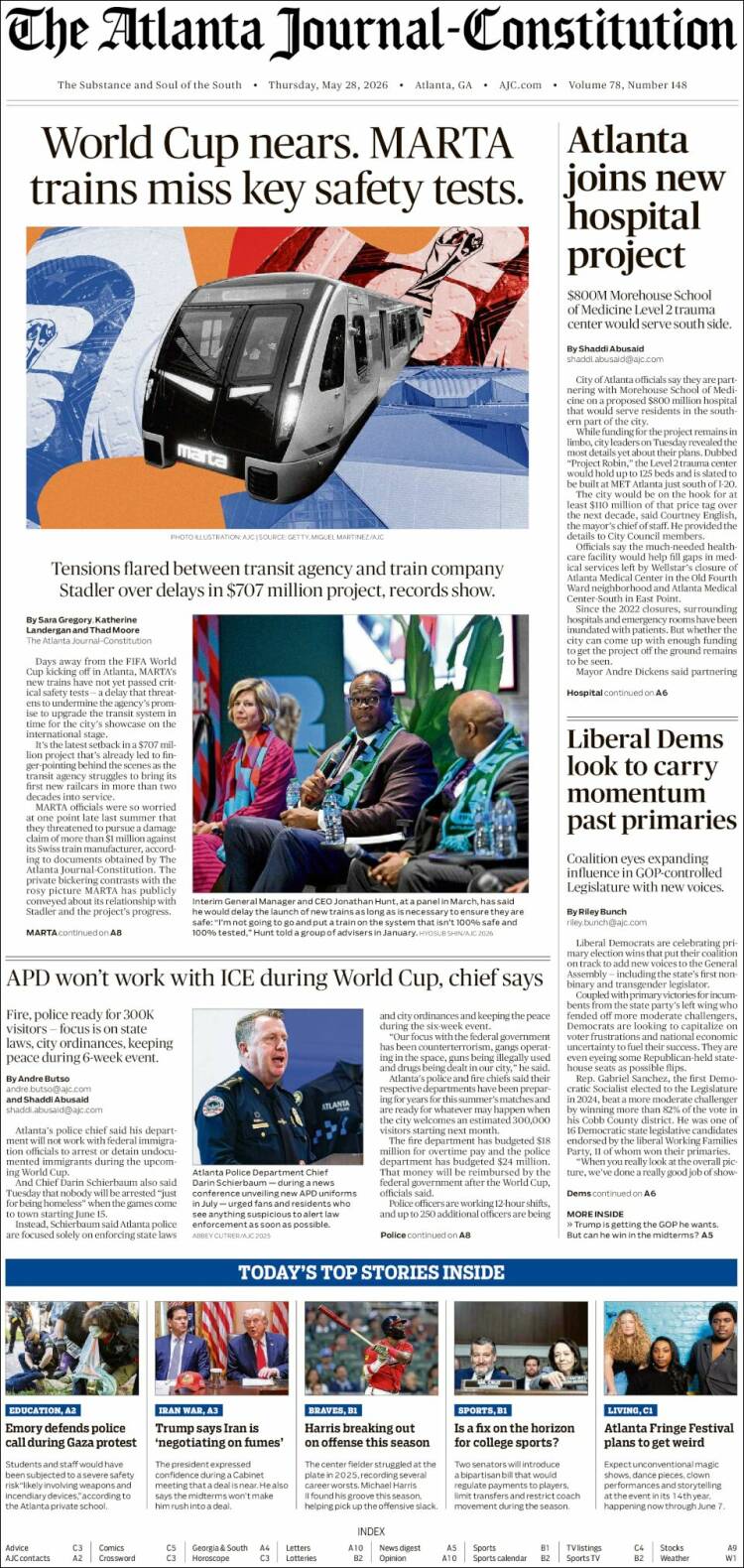 Portada de The Atlanta Journal-Constitution (USA)