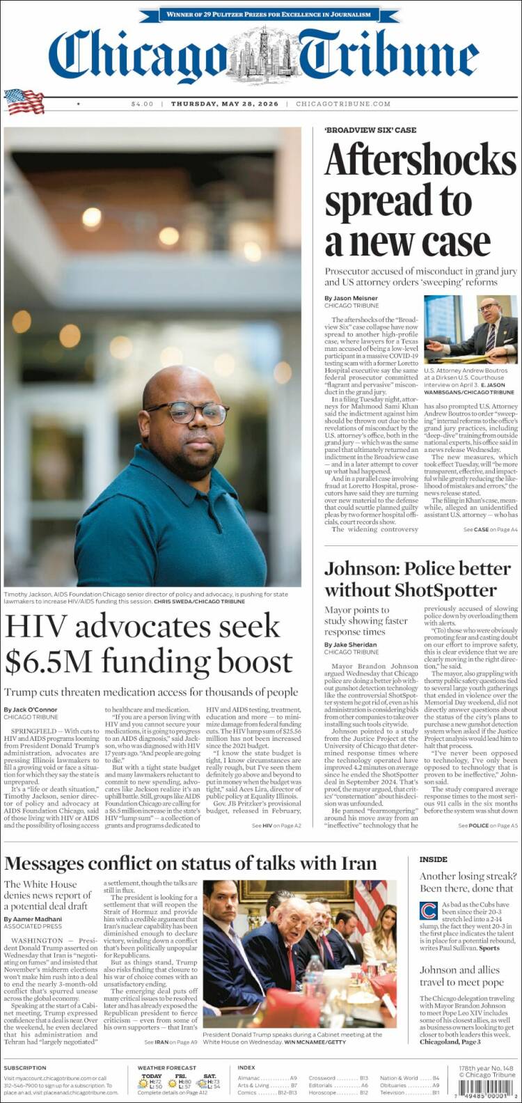 Portada de Chicago Tribune (USA)
