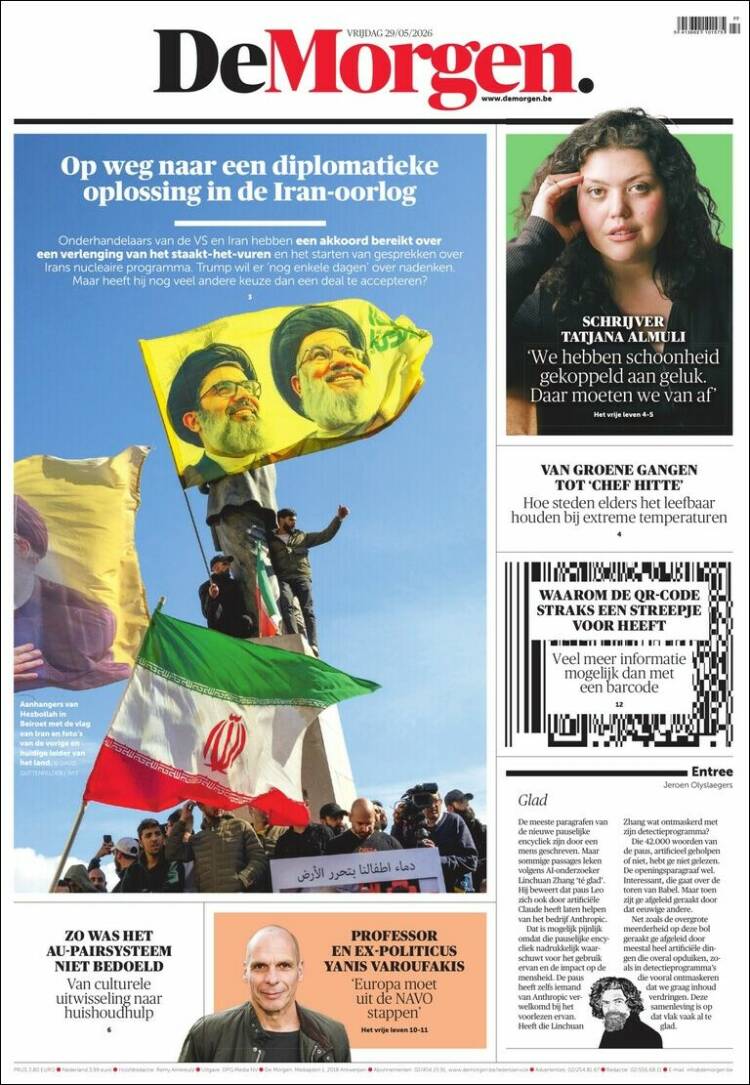 Portada de De Morgen (Bélgica)