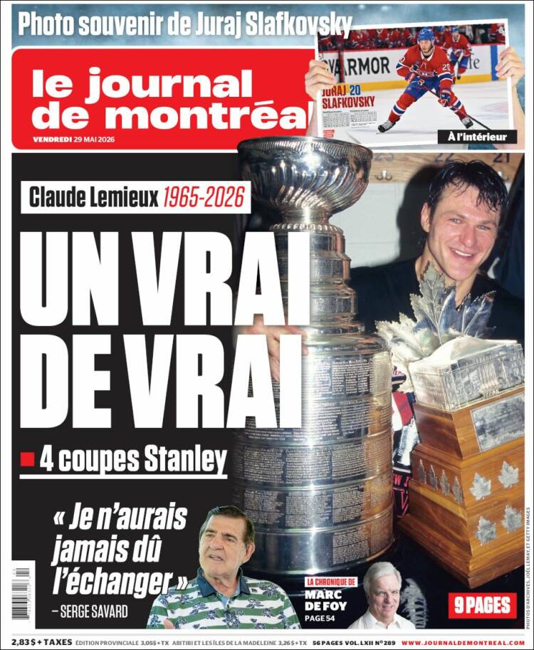 Portada de Le Journal de Montréal (Canadá)
