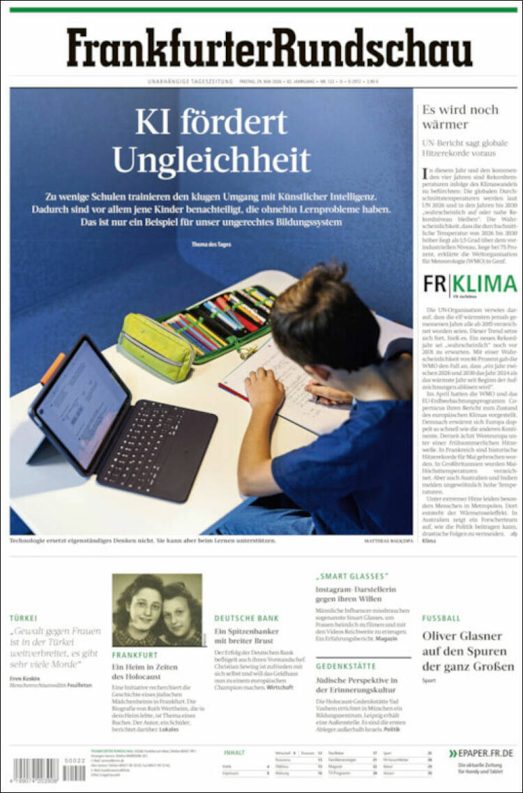 Portada de Frankfurter Rundschau (Alemania)