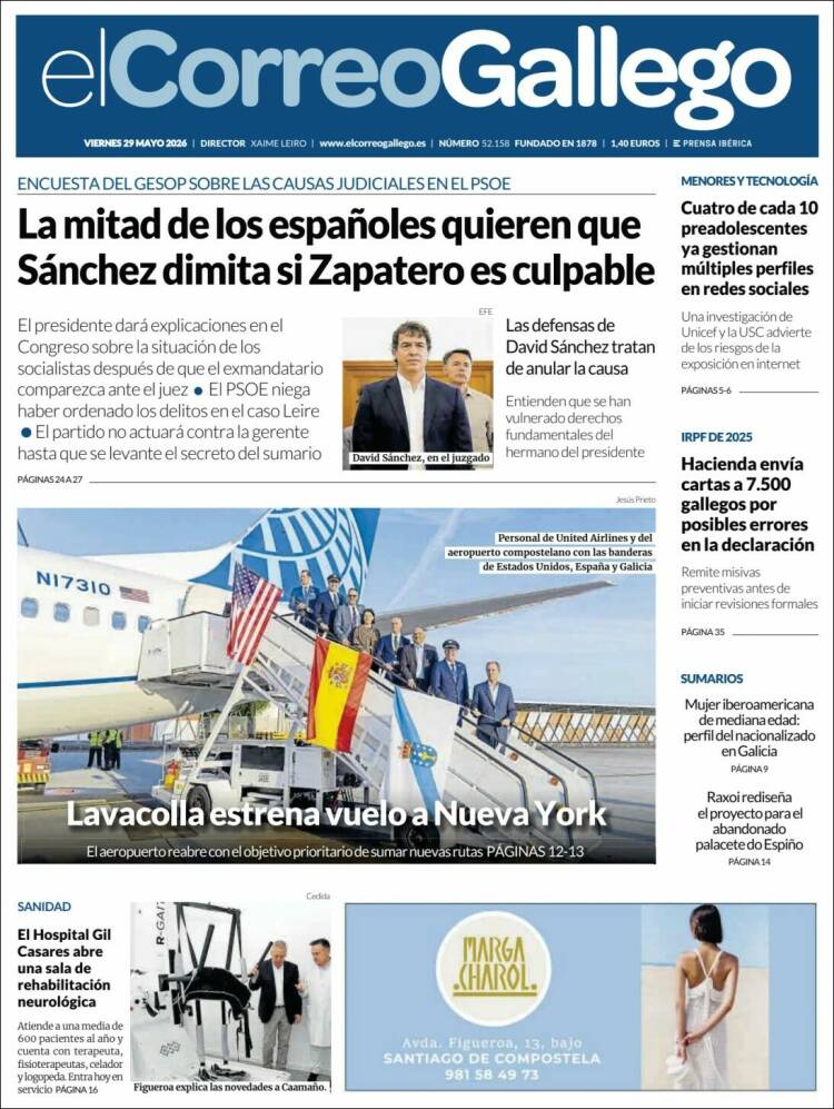 Portada de El Correo Gallego (España)