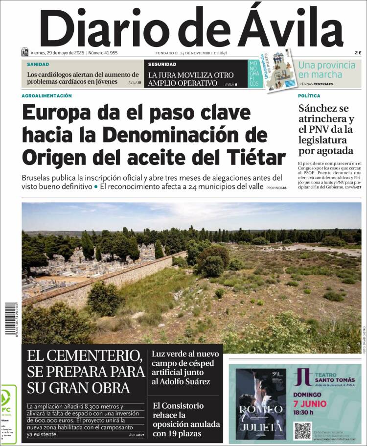 Portada de Diario de Ávila (España)