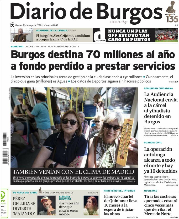 Portada de Diario de Burgos (España)