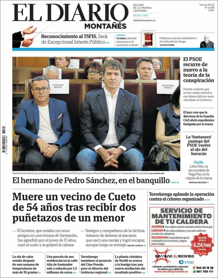 Portada de El Diario Montañés (España)