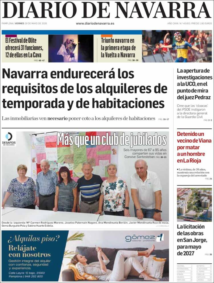 Portada de Diario de Navarra (España)