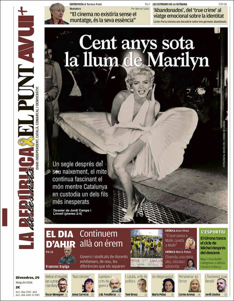 Portada de El Punt Avui (España)