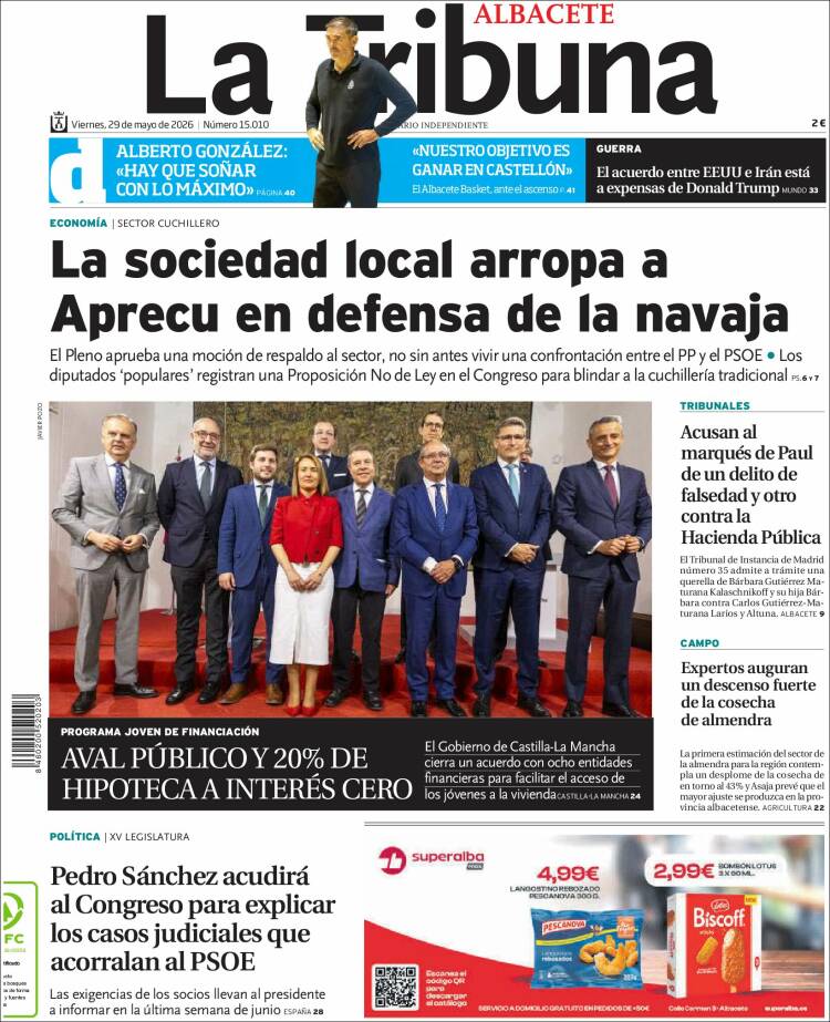 Portada de La Tribuna de Albacete (España)