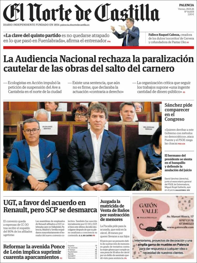 Portada de Norte de Castilla - Palencia (España)