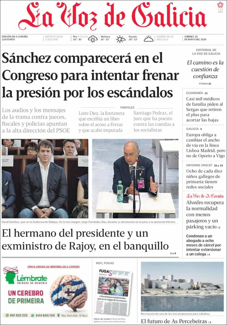 Portada de La Voz de Galicia (España)