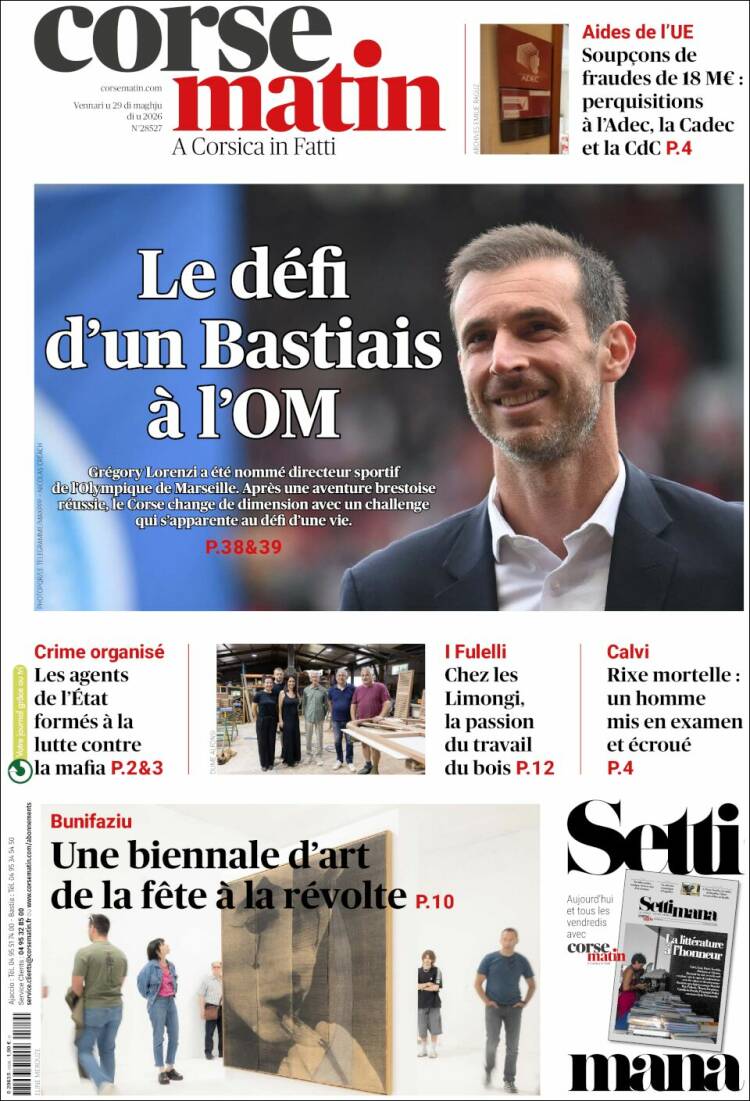 Portada de Corse-Matin (Francia)