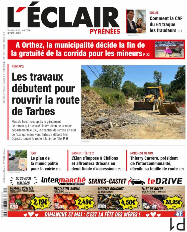 Portada de L'Eclair des Pyrénées (Francia)