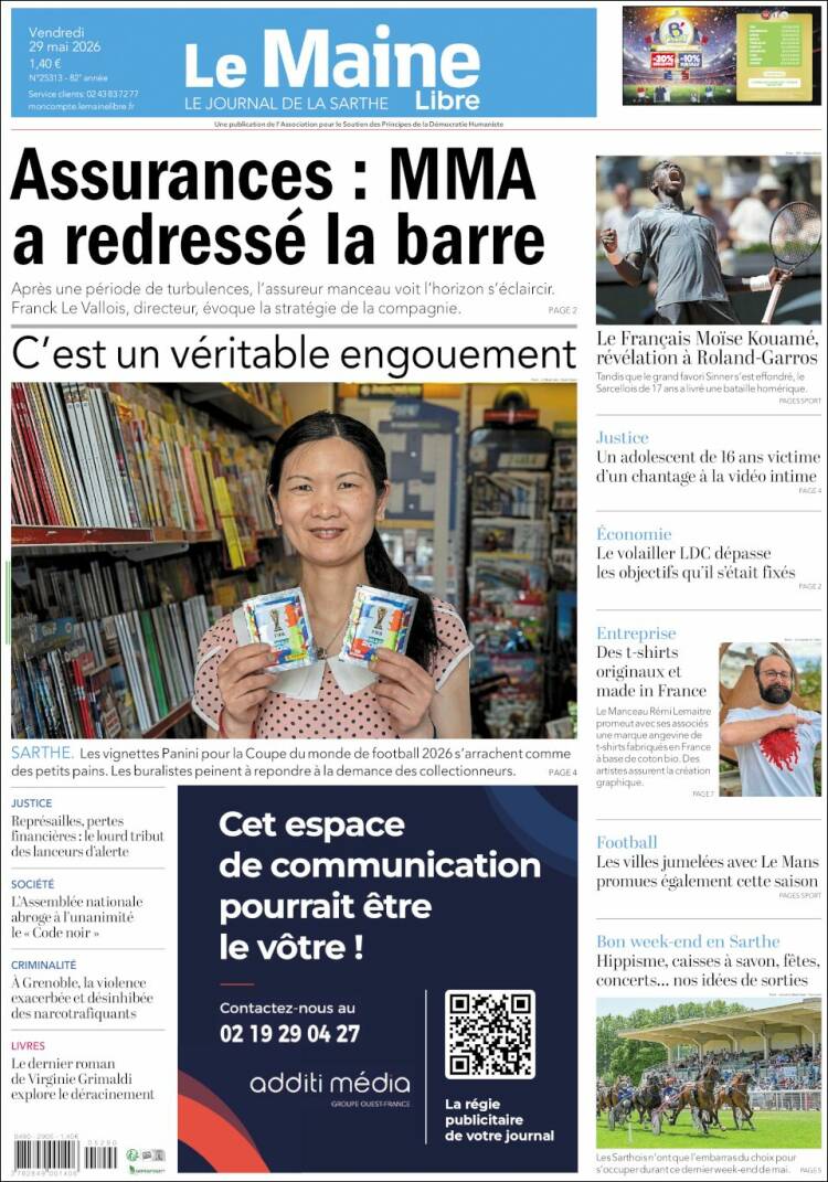 Portada de Le Maine Libre (Francia)