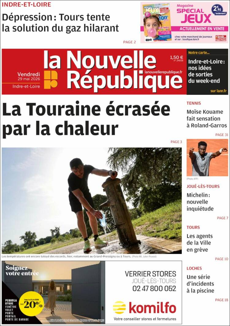 Portada de La Nouvelle Republique (Francia)