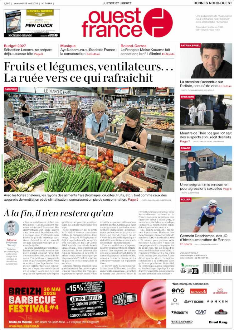 Portada de Ouest France (Francia)