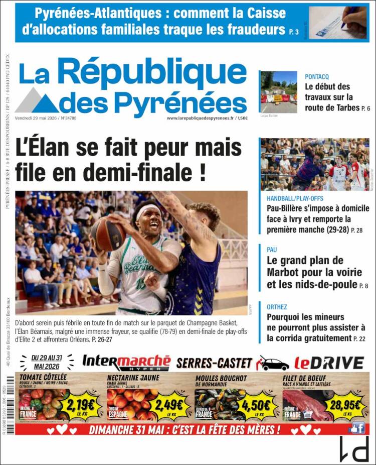 Portada de La République des Pyrénées (Francia)