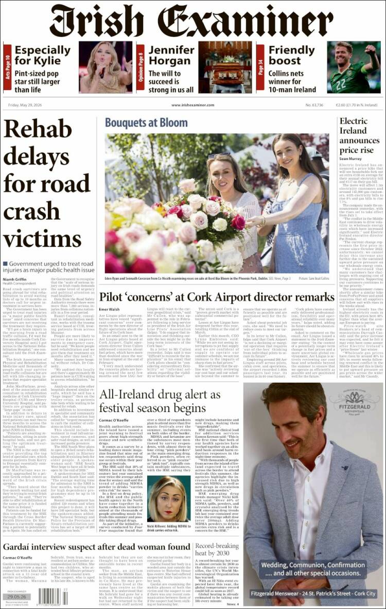 Portada de Irish Examiner (Irlanda)