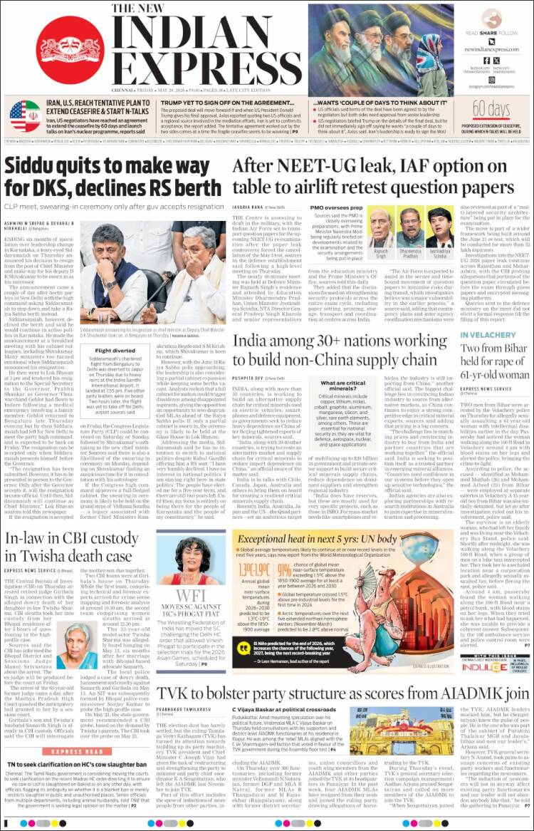 Portada de New Indian Express (India)
