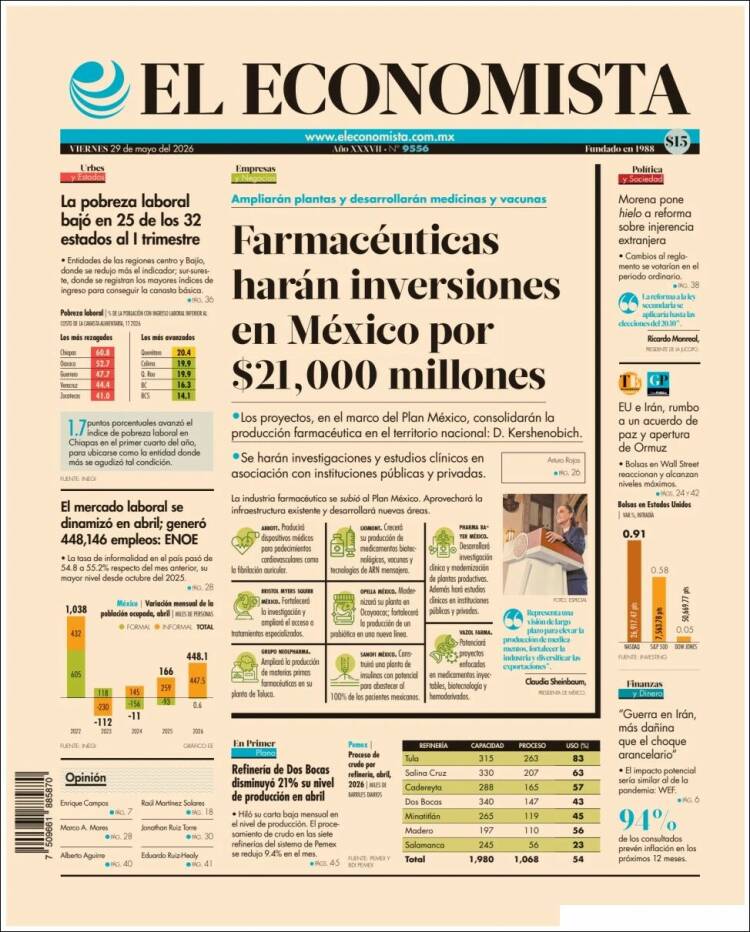Portada de El Economista (México)