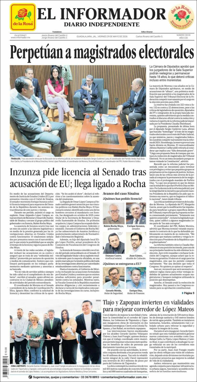 Portada de El Informador (México)