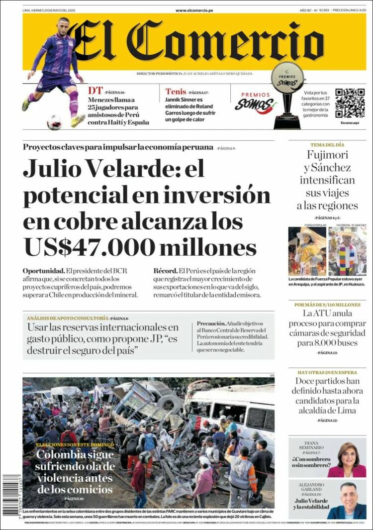 Portada de El Comercio (Perú)