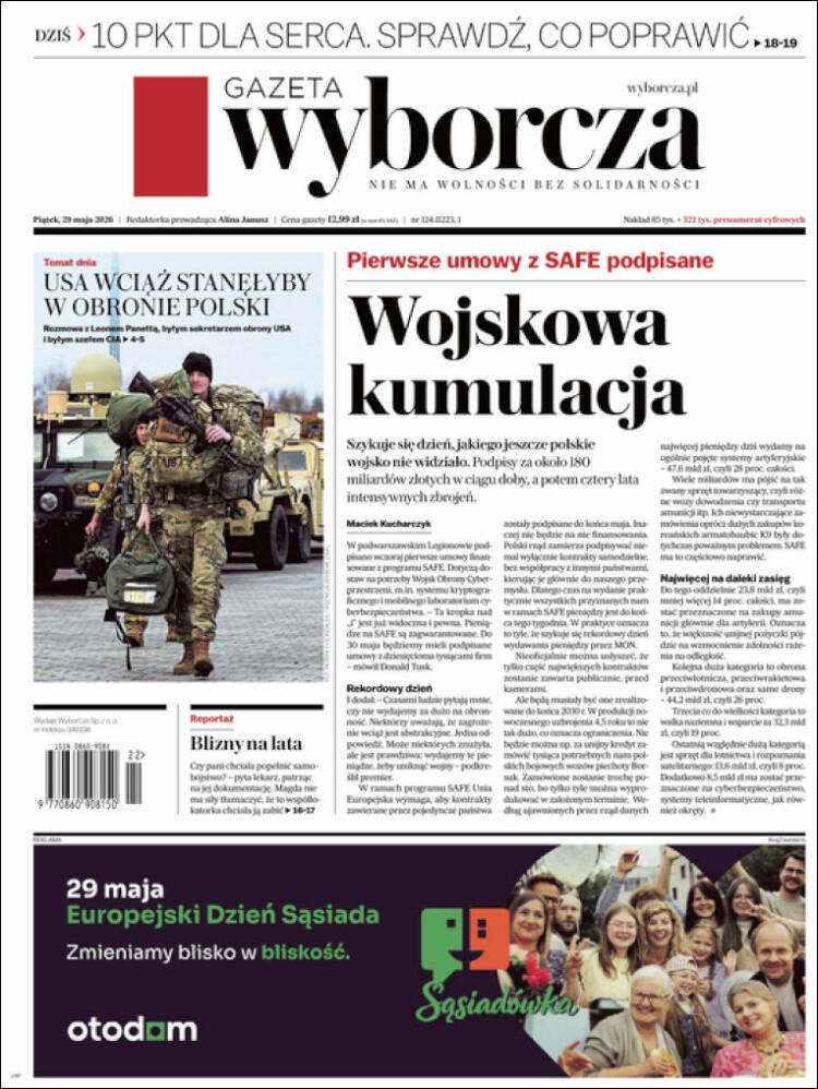 Portada de Gazeta Wyborcza (Polonia)